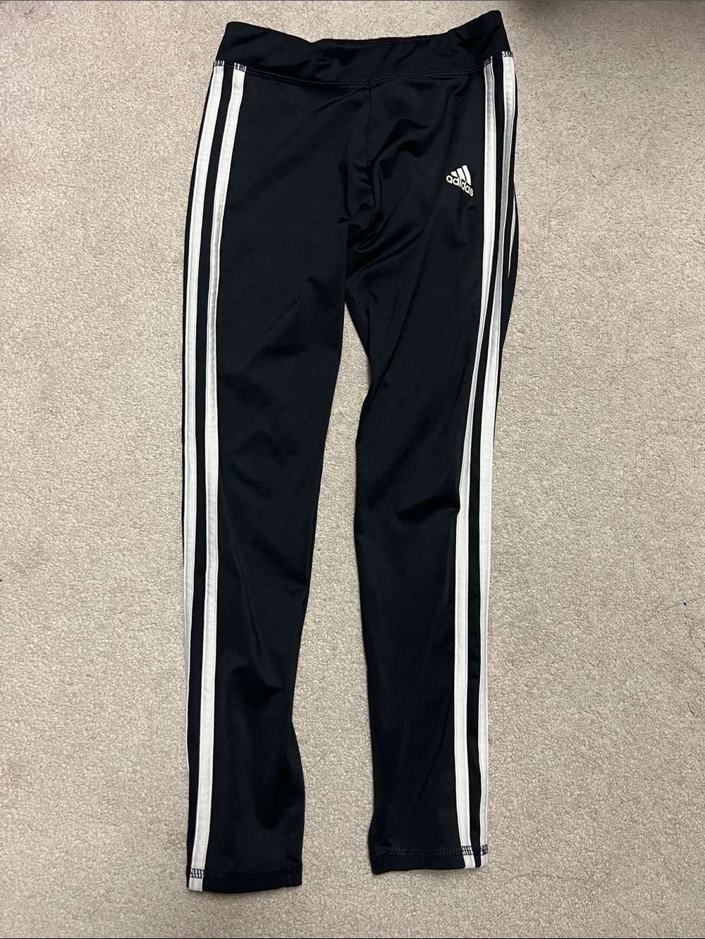 Like new adidas Black Leggings with White Side Stripes